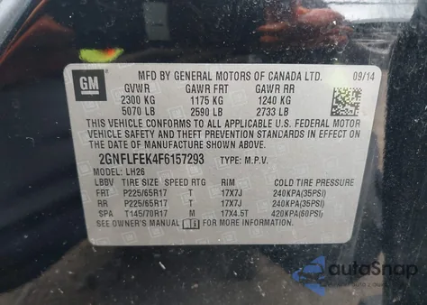 2015 Chevrolet Equinox 1Lt z USA, uszkodzony, nr VIN 2GNFLFEK4F6157293